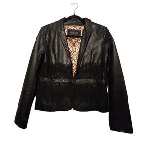 Vtg 90s Y2K Wilsons Pelle Studio Leather Lace Jacket Womens M Grunge Goth Witchy